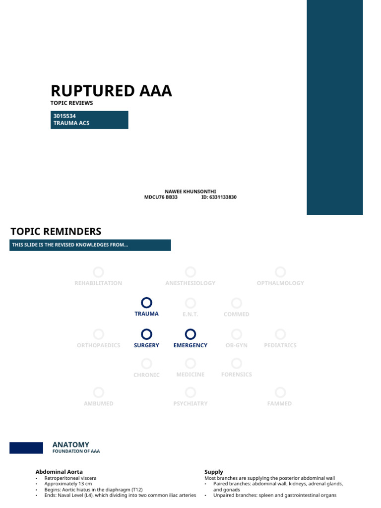 Ruptured AAA: Diagnosis and Management | PDF | Interventional Radiology ...