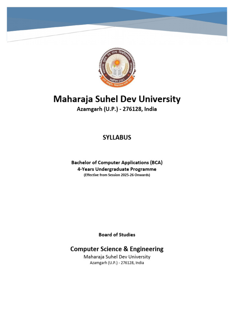 BCA 1st Year Syllabus 2025-26 | PDF | Machine Learning | Computer Data ...