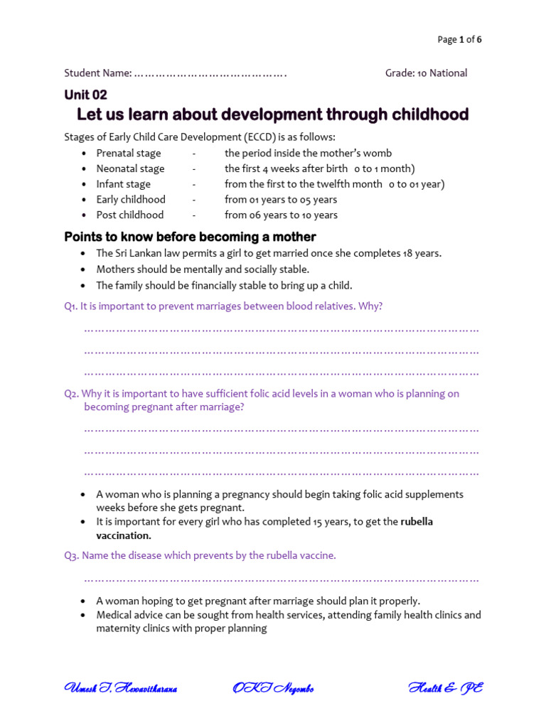 Stages of Early Child Care Development | PDF | Pregnancy | Breast Milk