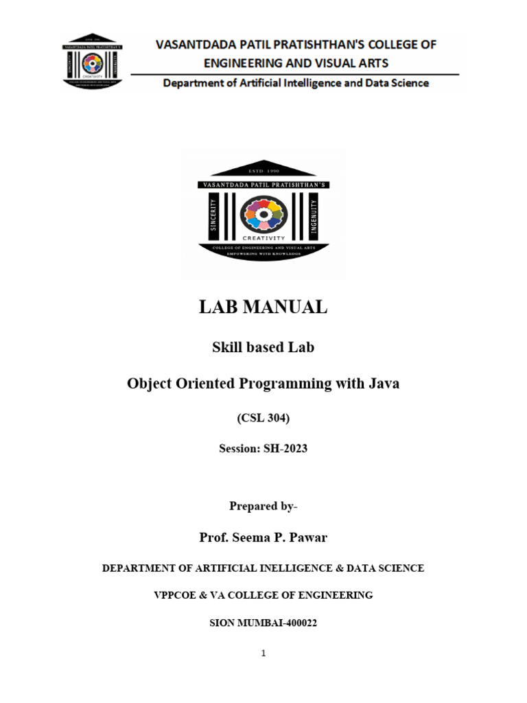 OOPM Lab Manual for Java Programming | PDF | Java (Programming Language ...
