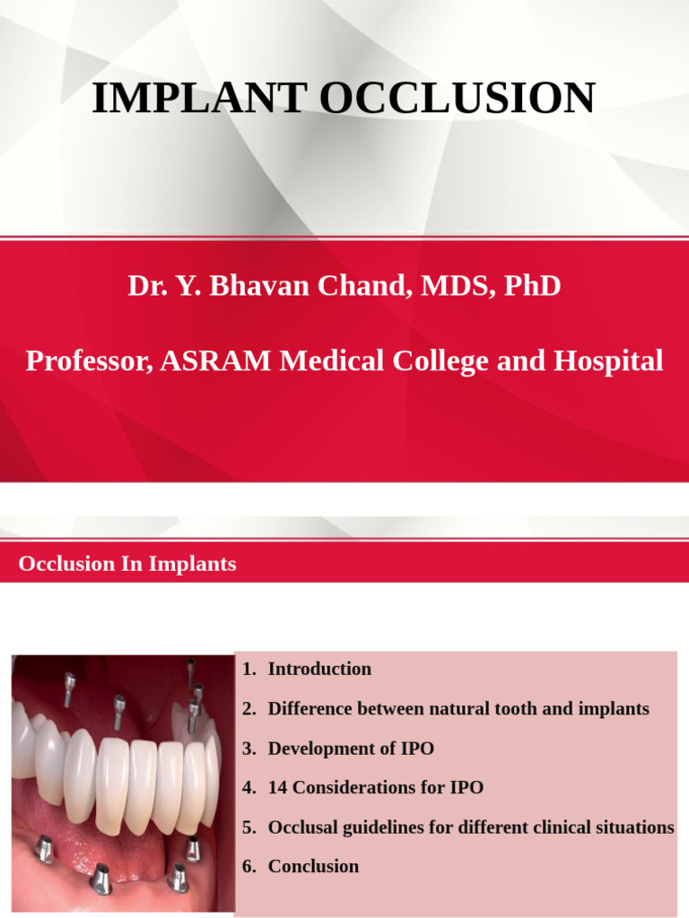 Implant Protective Occlusion Guidelines | PDF | Dental Implant ...