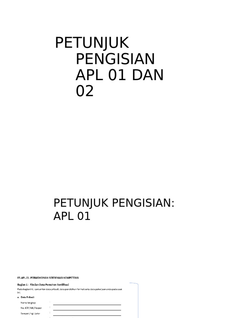 Petunjuk Pengisian Apl 01 Dan Apl 02 | PDF