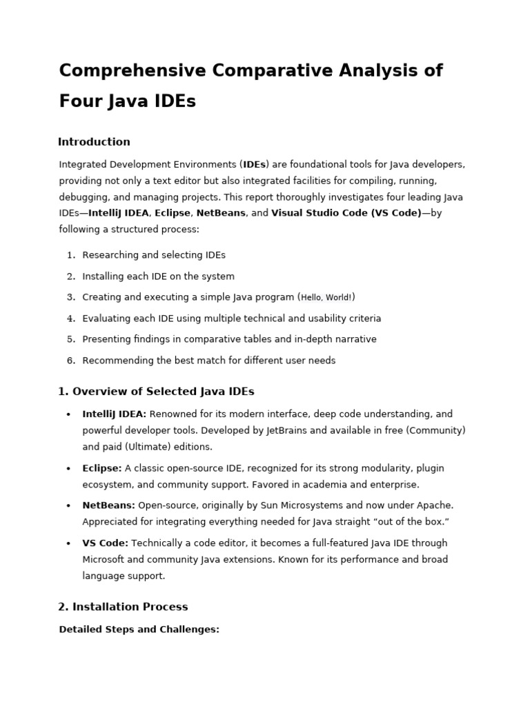 Comprehensive Comparative Analysis of Four Java ID | PDF | Integrated ...