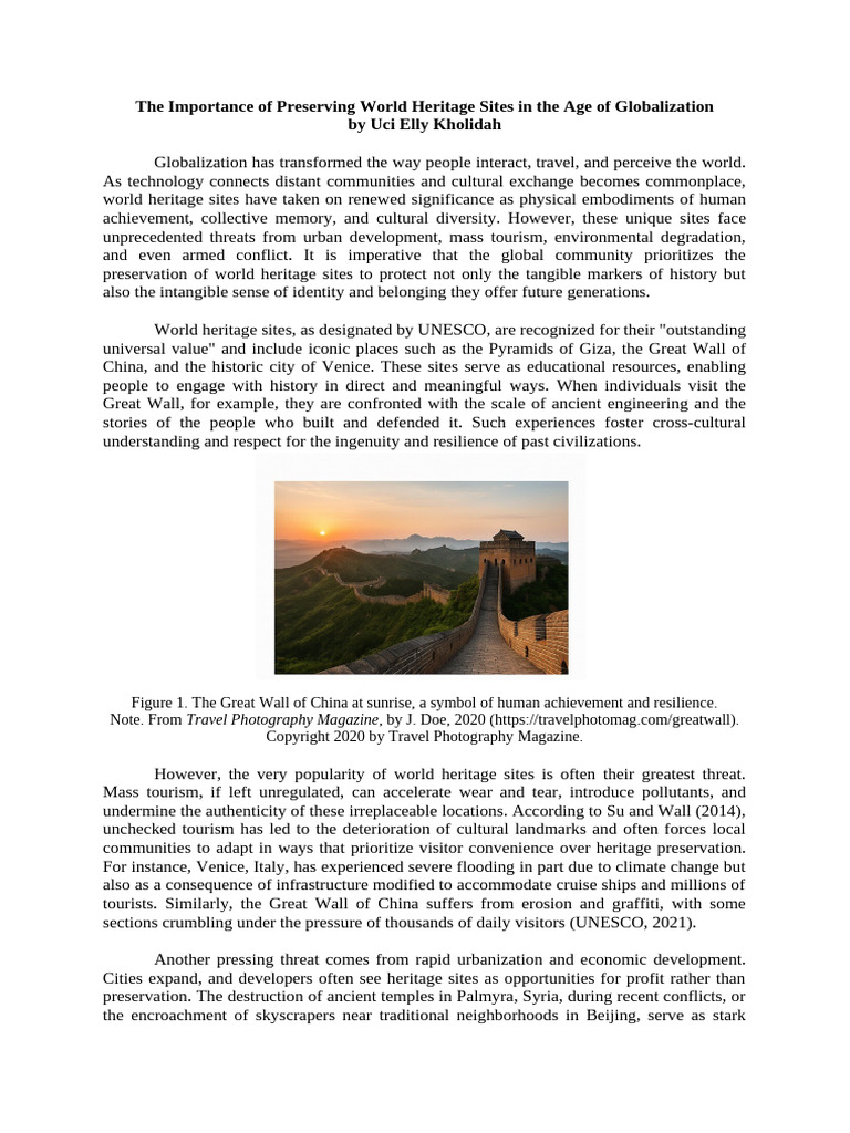 Preserving World Heritage Sites Today | PDF | World Heritage Site | Tourism