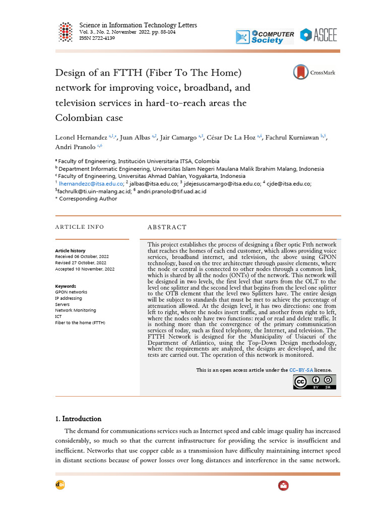 FTTH Network Design for Usiacurí | PDF | Computer Network | Fiber To The X