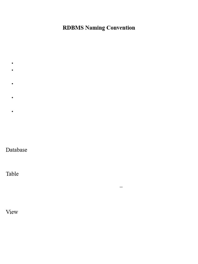 RDBMS Naming Conventions Guide | PDF | Database Design | Databases