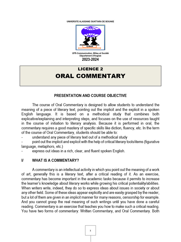 Oral Commentary Course Overview | PDF | Mandatory Palestine | Gaza Strip