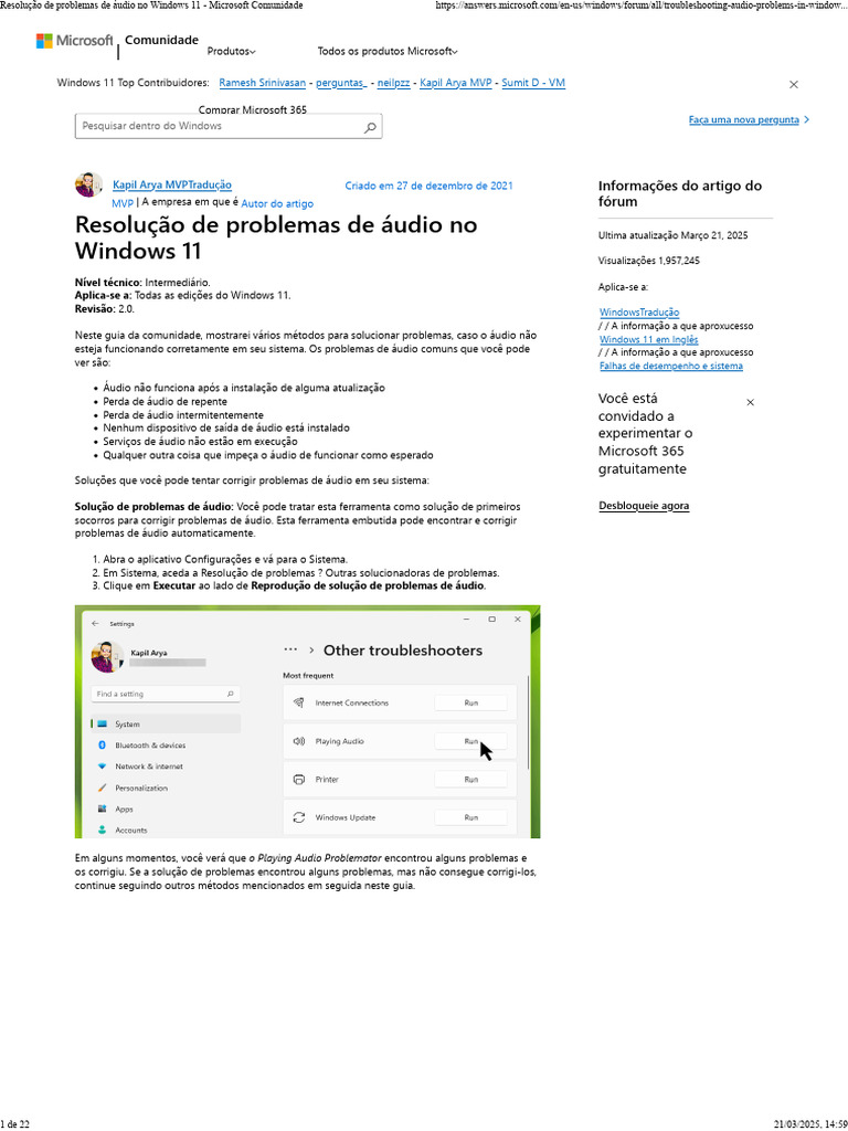 Solução de Problemas de Áudio no Windows 11 | PDF | Driver de ...
