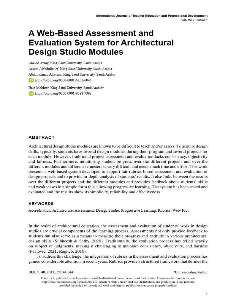 A Web-Based Assessment and Evaluation System For A | PDF | Educational ...