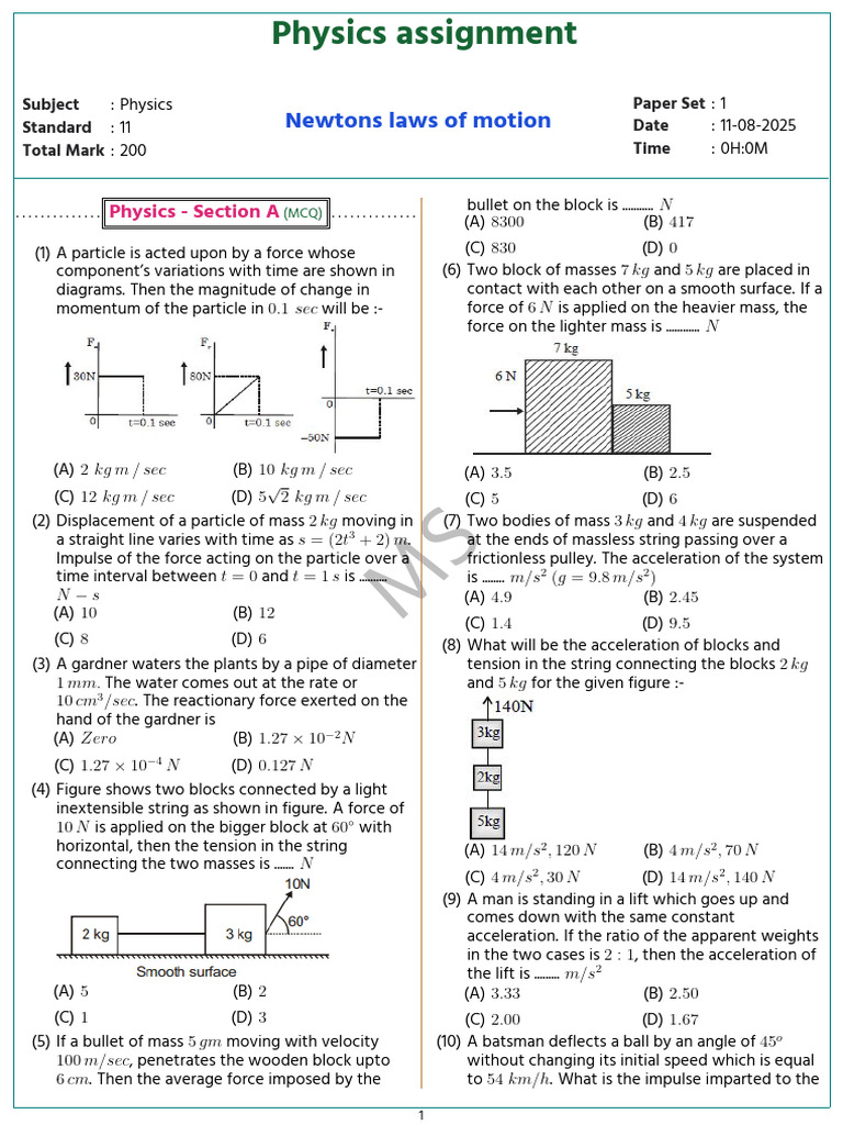 Newtons Laws of Motion 895045 1 1754912797 | PDF | Force | Mass