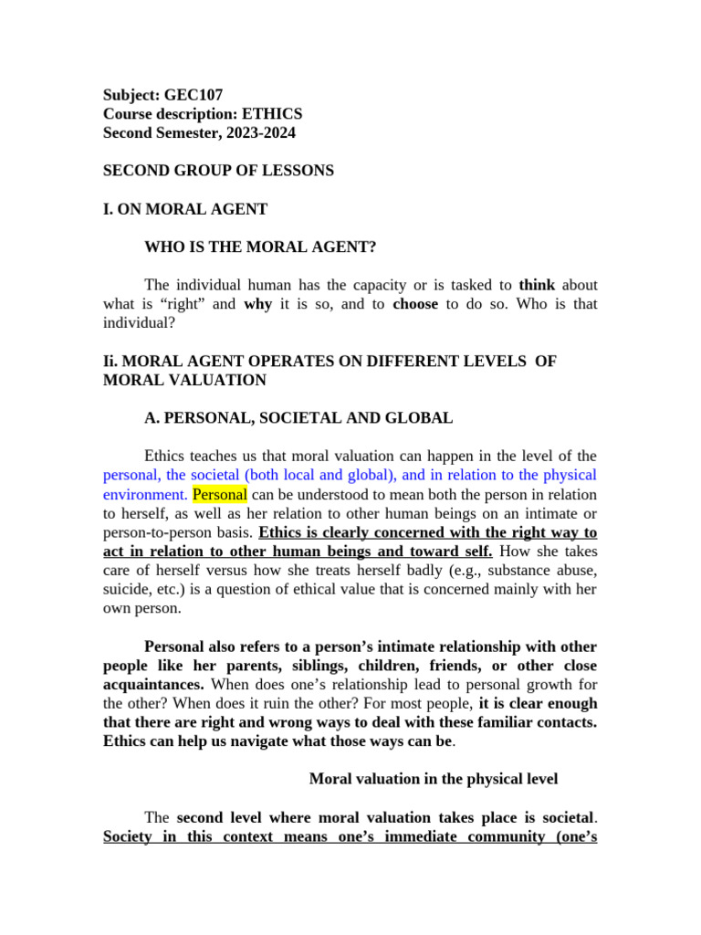 Understanding Moral Agents in Ethics | PDF | Feeling | Virtue