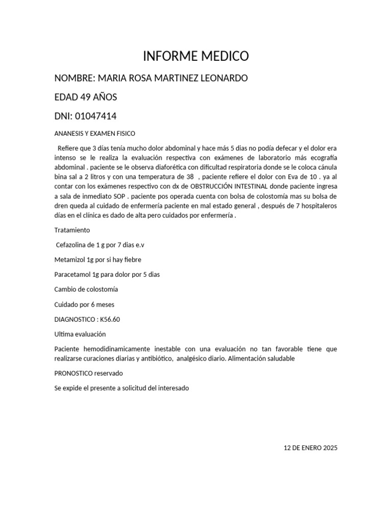 Informe Medico | PDF