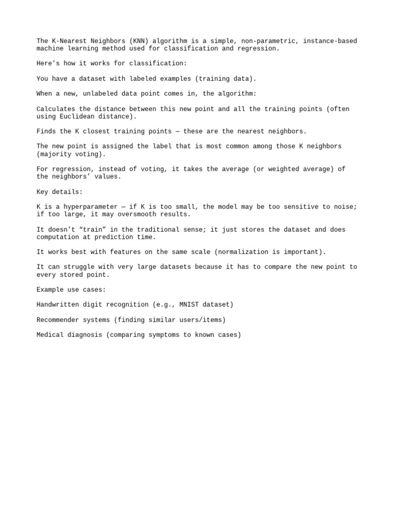 Understanding K-Nearest Neighbors Algorithm | PDF