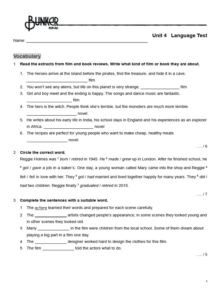 Language Test: Vocabulary and Grammar | PDF