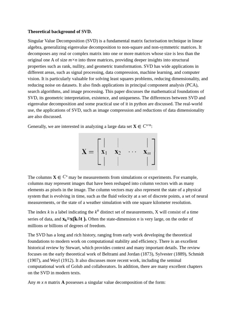 Theoretical Background of SVD | PDF | Matrix (Mathematics ...