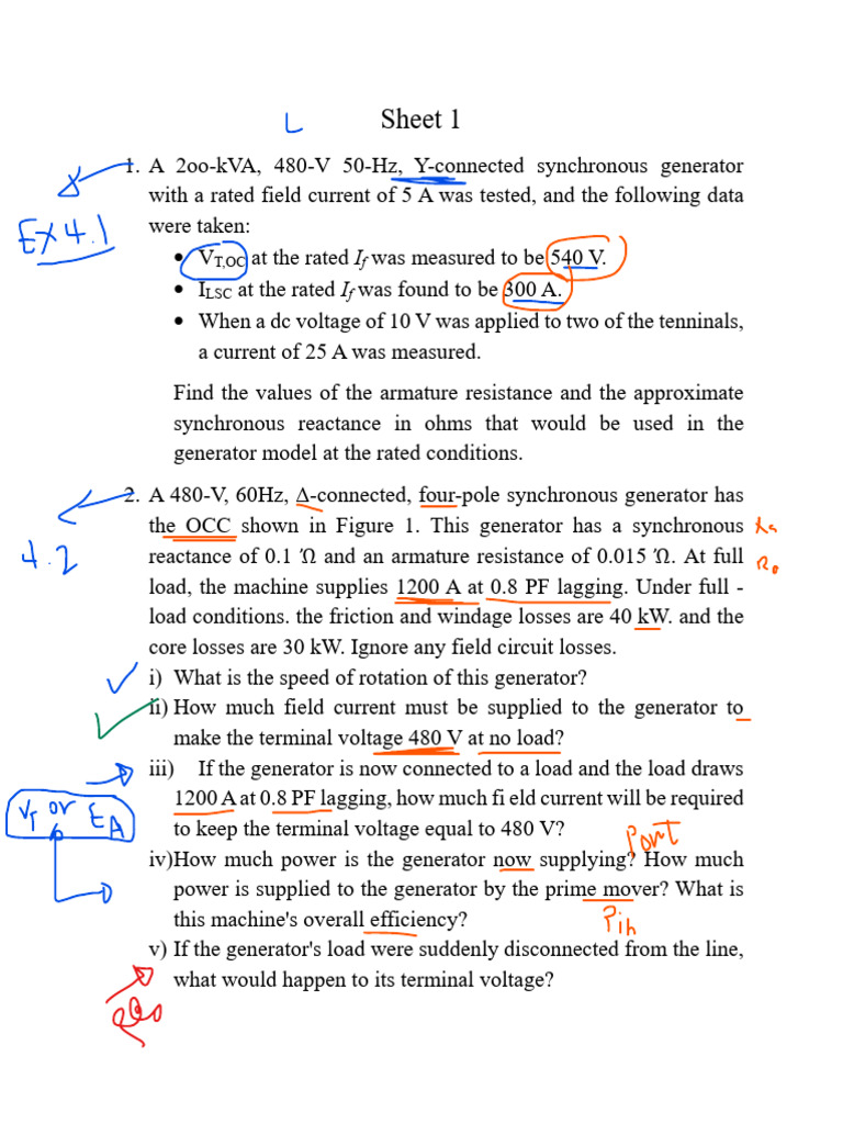 Sheet 1 | PDF | Electric Generator | Voltage