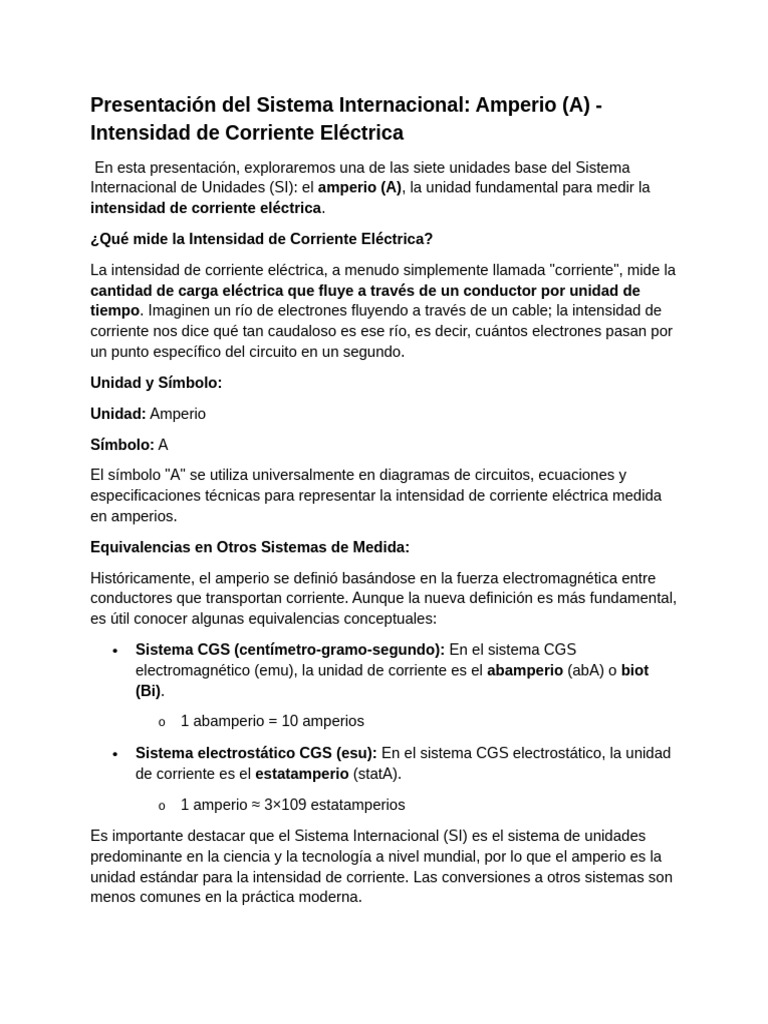 Símbolo y Definición de Abamperio | PDF | Corriente eléctrica ...