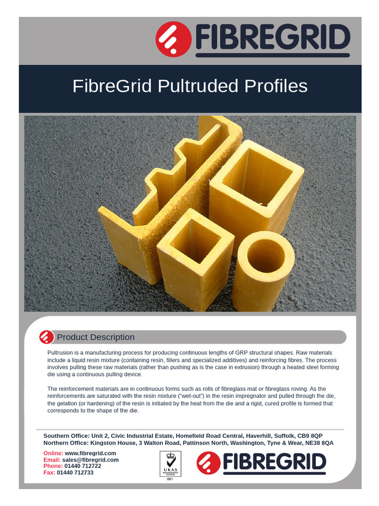 FibreGrid Pultruded GRP Profiles Guide | PDF | Young's Modulus | Fiberglass