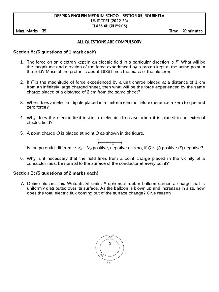 Unit Test - Physics - Final | PDF | Capacitor | Dielectric