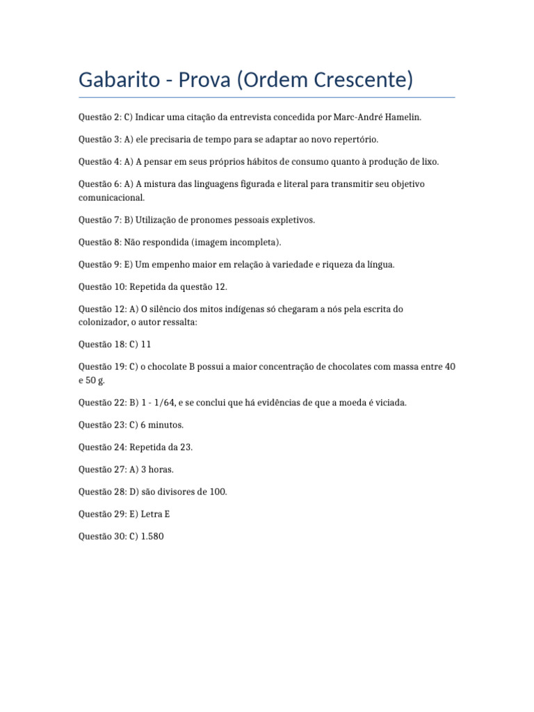 Gabarito Prova IFAL 2024 - Tipo 2 | PDF