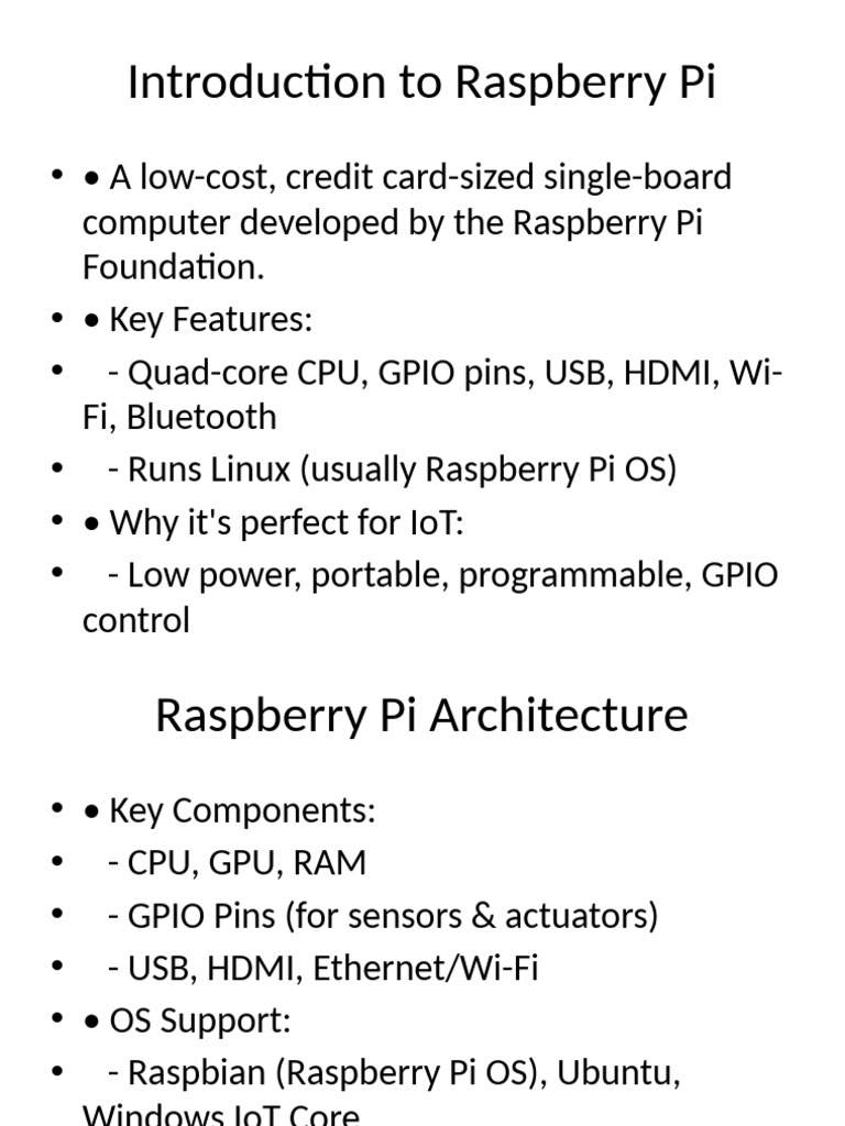 Raspberry Pi in IoT Architecture | PDF