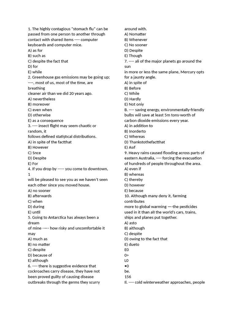Grammar Exercises on Conjunctions and Transitions | PDF