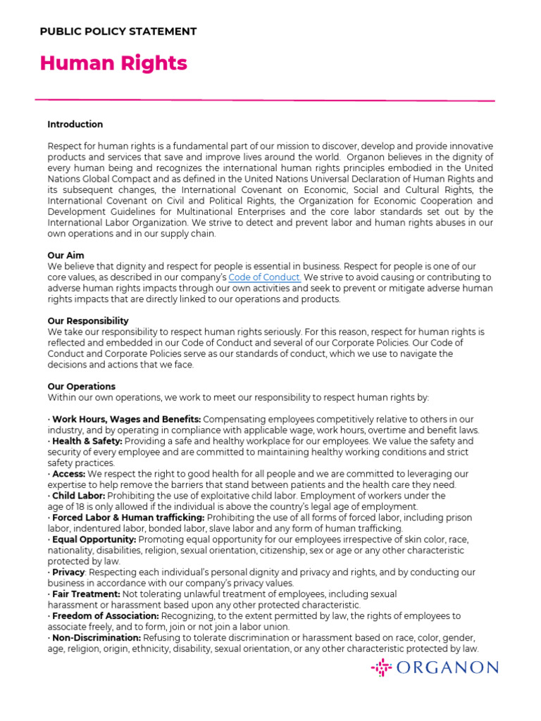 Human Rights Commitment Statement | PDF | Supply Chain | Human Rights