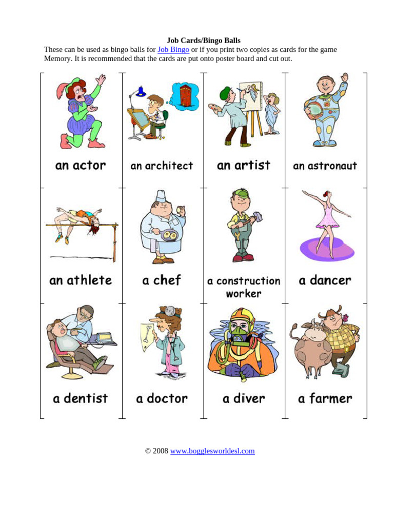 Job Bingo Cards and Balls | PDF