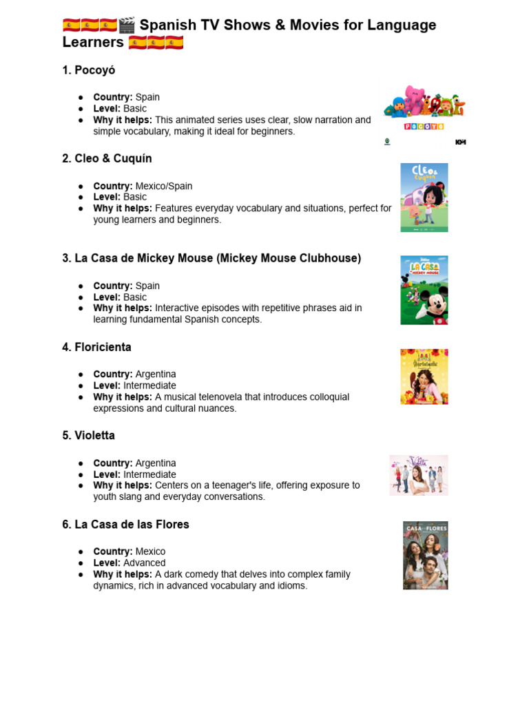 Spanish TV Shows for Language Learners | PDF | Linguistics | Human ...