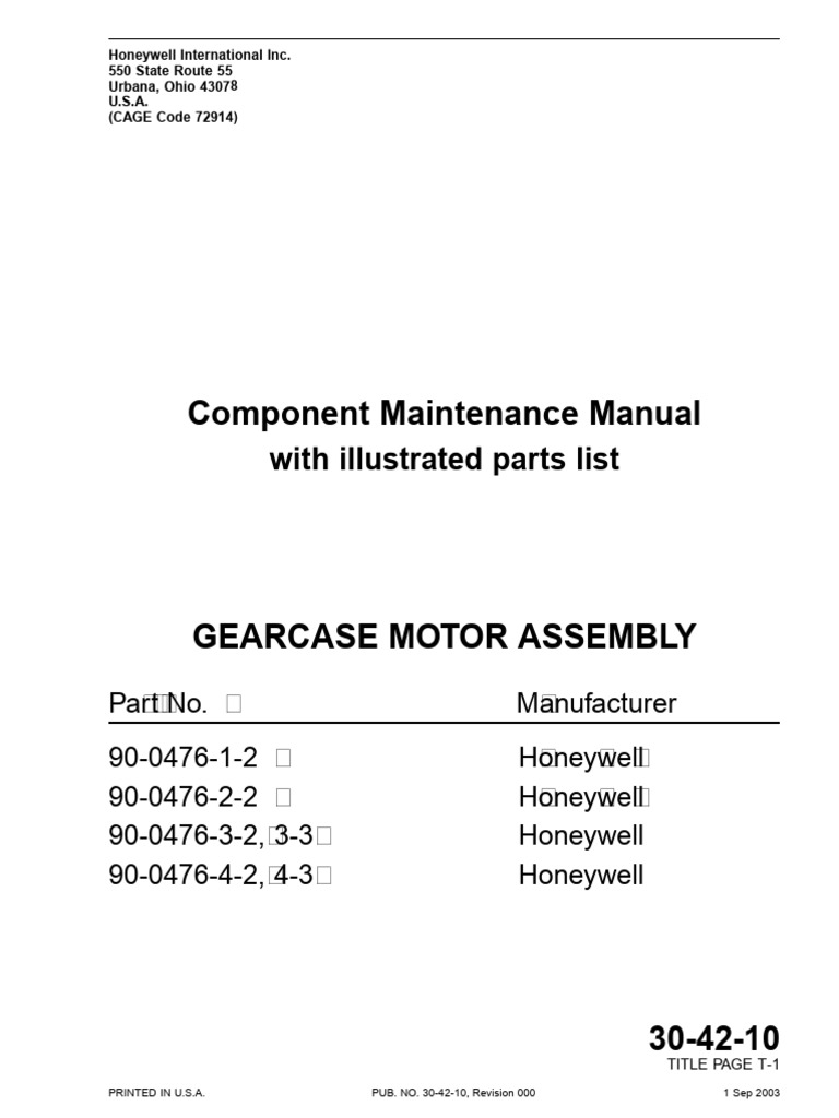 Honeywell Gearcase Motor Manual | PDF