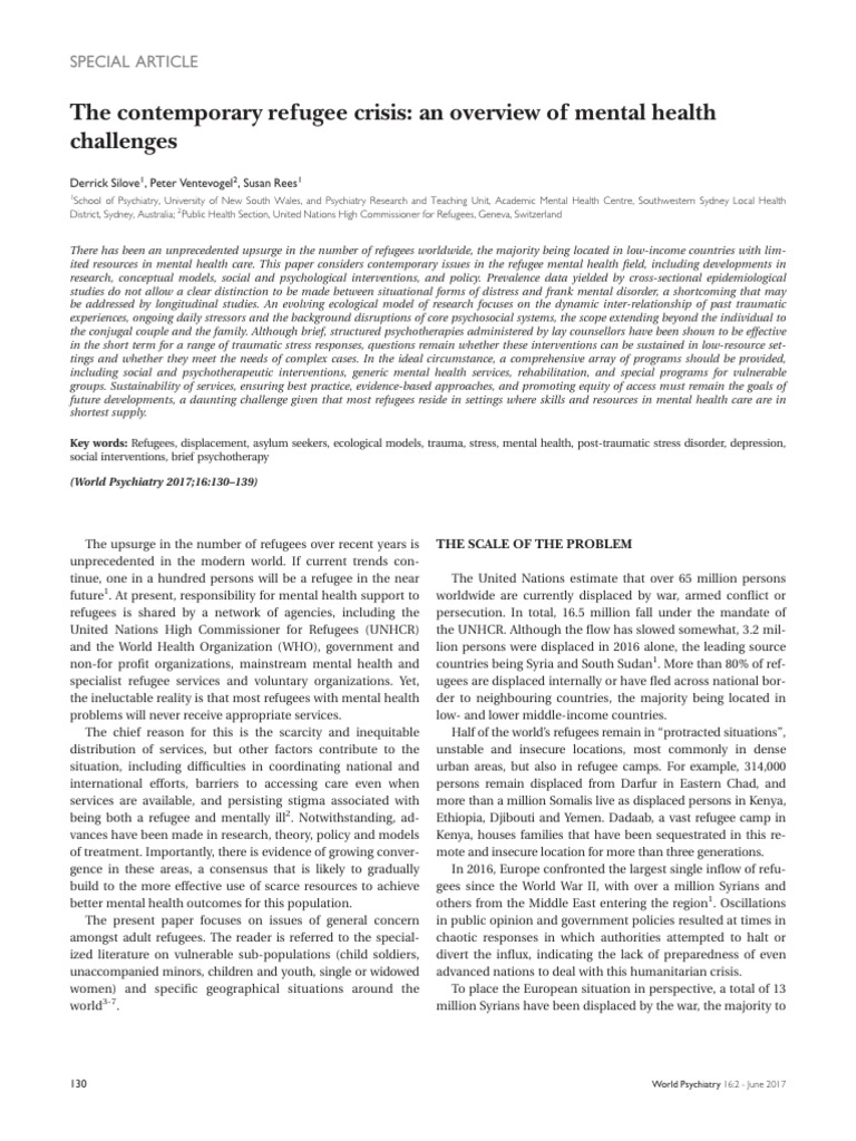 Mental Health Challenges in Refugees | PDF | Mental Health | Refugee
