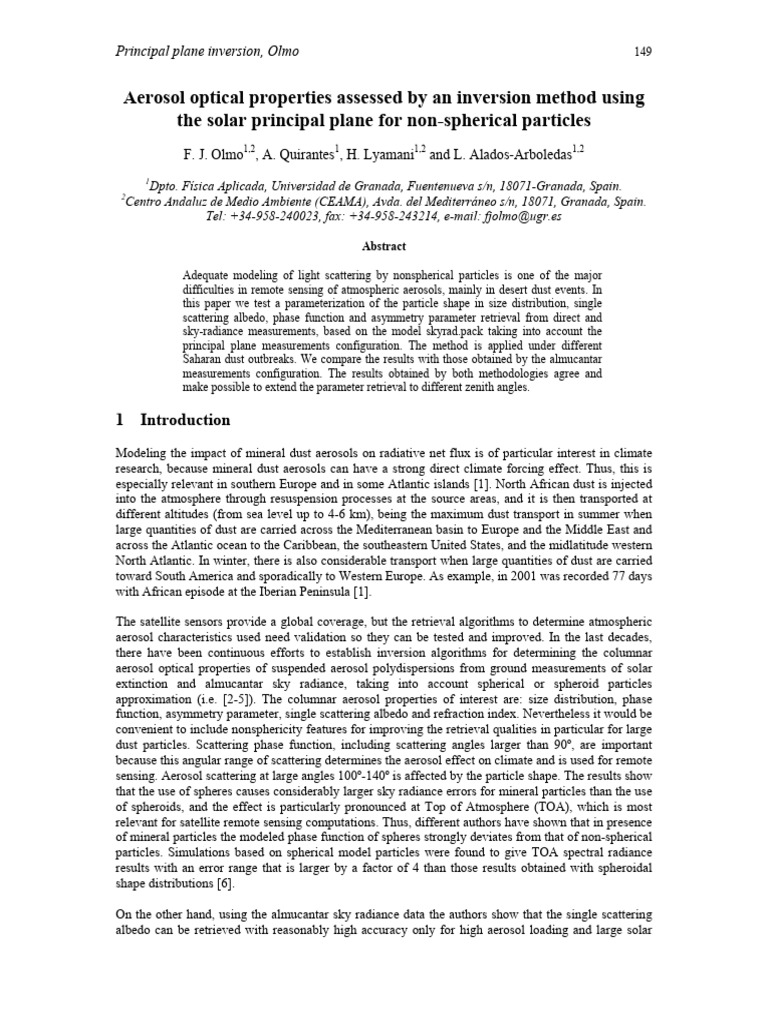 Aerosol Optical Properties Inversion Method | PDF | Scattering | Aerosol