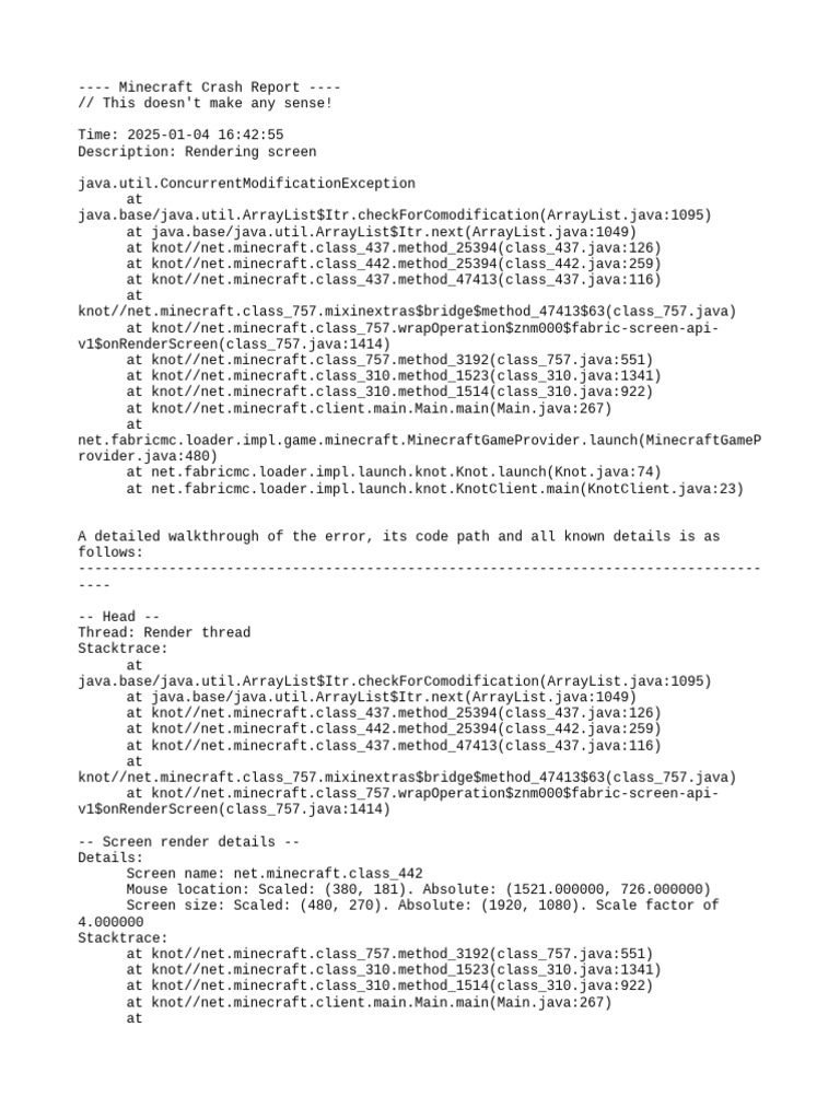Minecraft Crash: Fabric Rendering Error | PDF | Computer Architecture ...