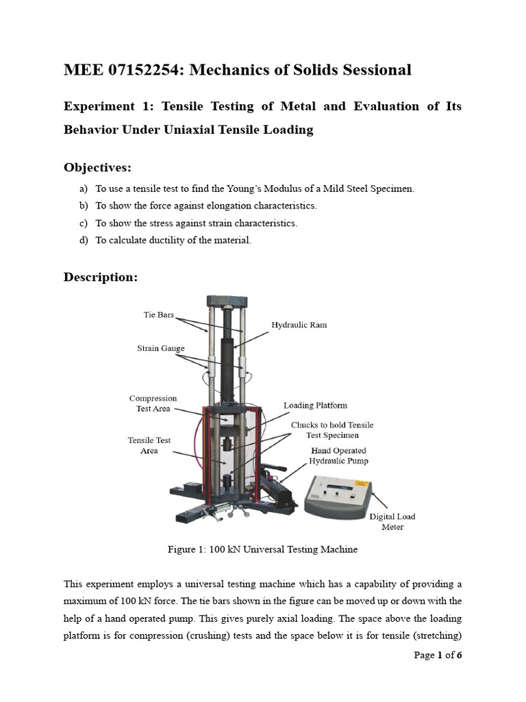 Tensile Testing of Mild Steel Specimens | PDF | Deformation ...