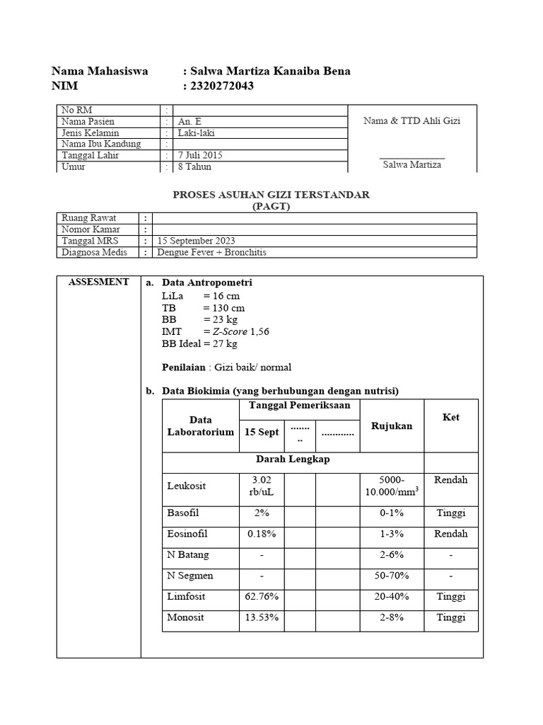 Hasil Lab DBD Positif Pasien Anak | PDF