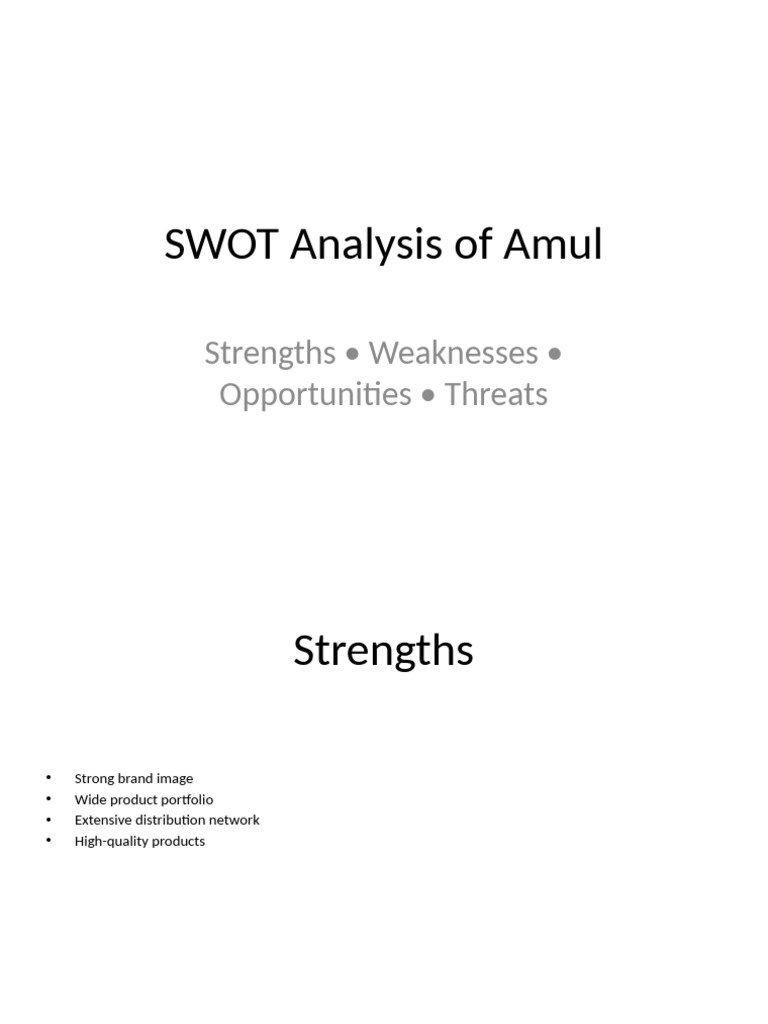 Amul SWOT Analysis Overview | PDF