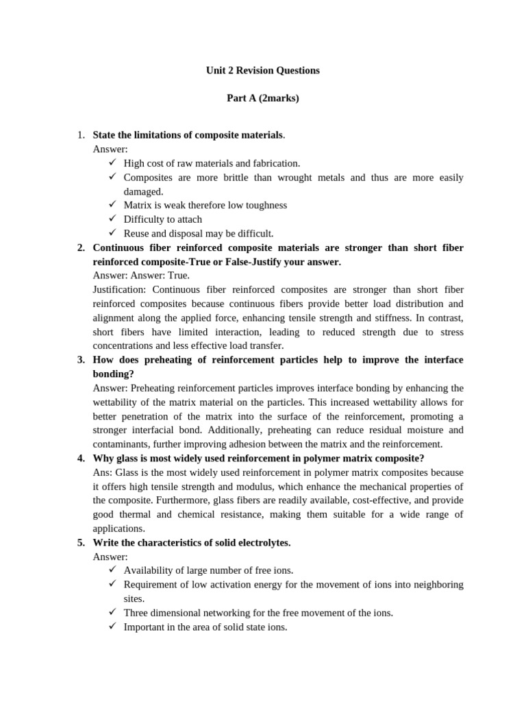 Composite Materials Revision Questions | PDF | Composite Material ...