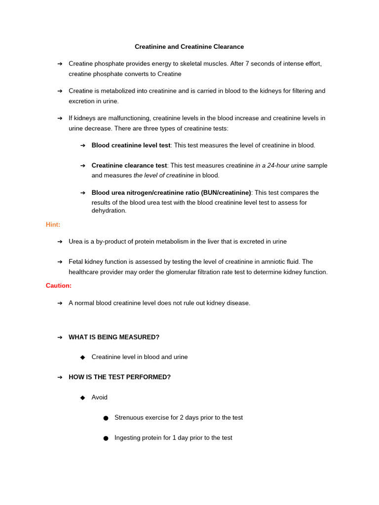 Understanding Creatinine Tests and Kidney Function | PDF | Creatinine ...