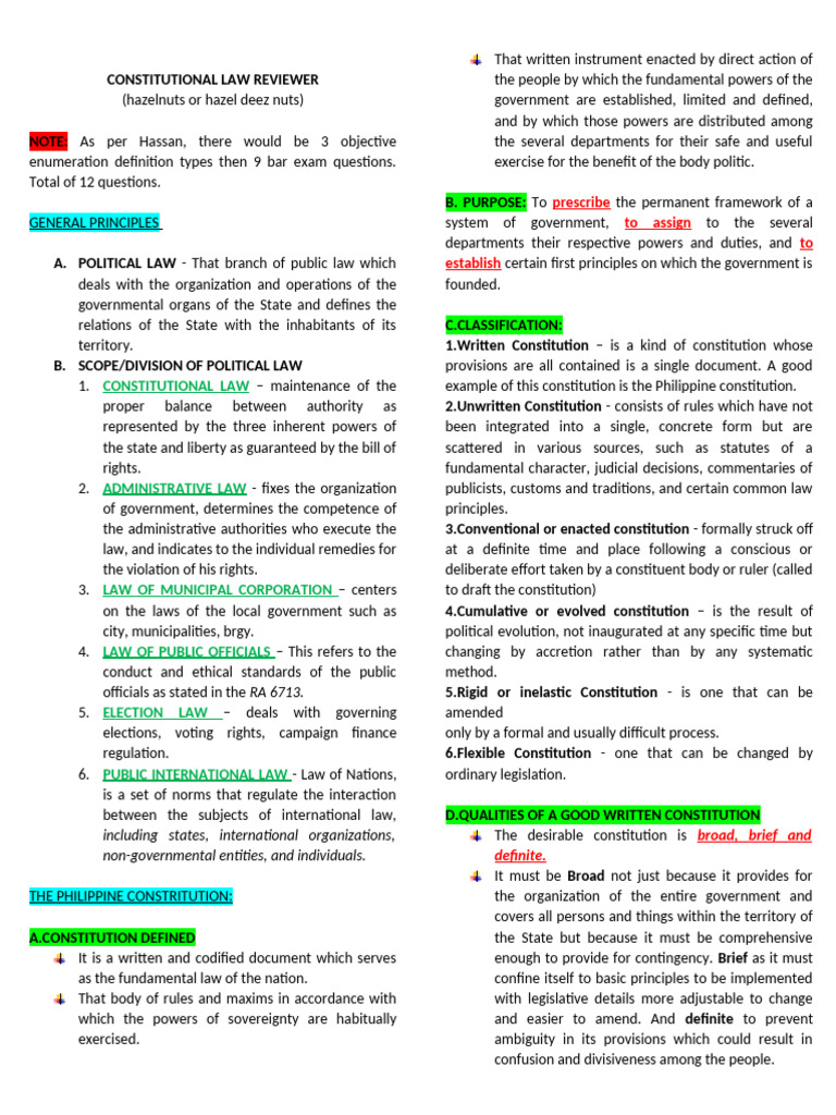 Constitutional Law Overview and Principles | PDF | Constitutional ...