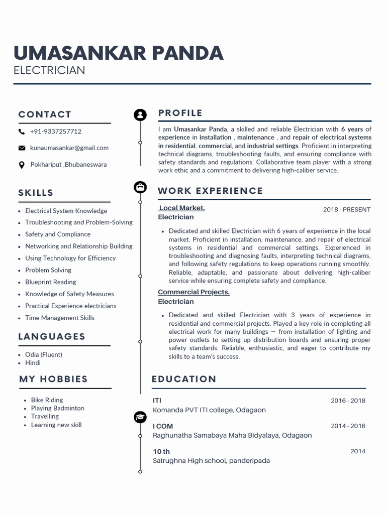 Umasankar Panda CV Resume | PDF | Electrician | Learning