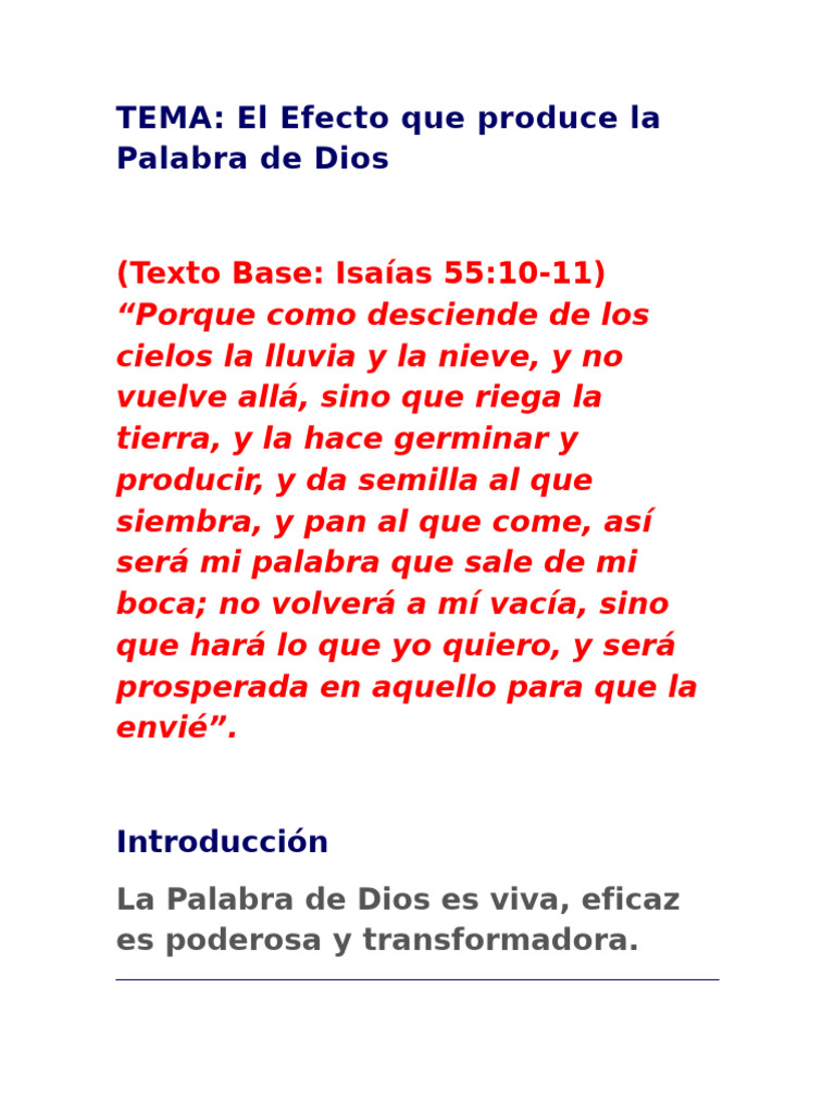 Efectos Transformadores de la Palabra de Dios | PDF | Dios | Cristo ...