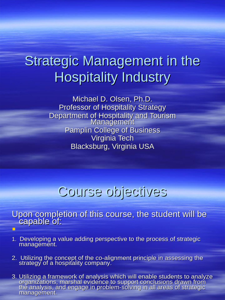 Strategic Management in Hospitality | PDF | Strategic Management | Market (Economics)