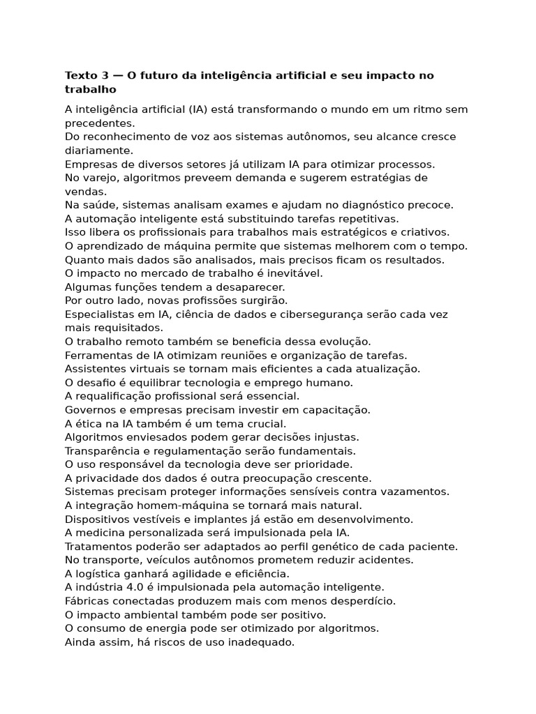 Futuro da IA e Impacto no Trabalho | PDF | Inteligência artificial ...