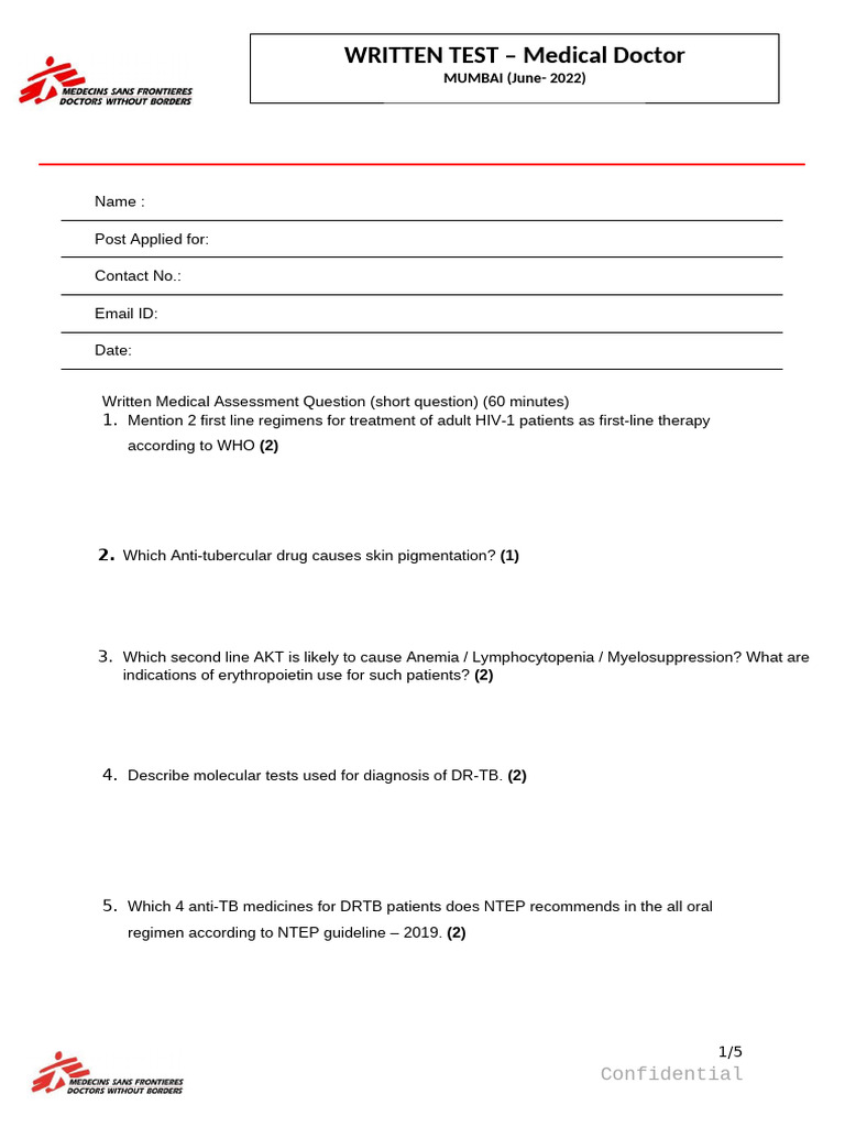 Medical Doctor Written Test Questions | PDF | Diseases And Disorders ...