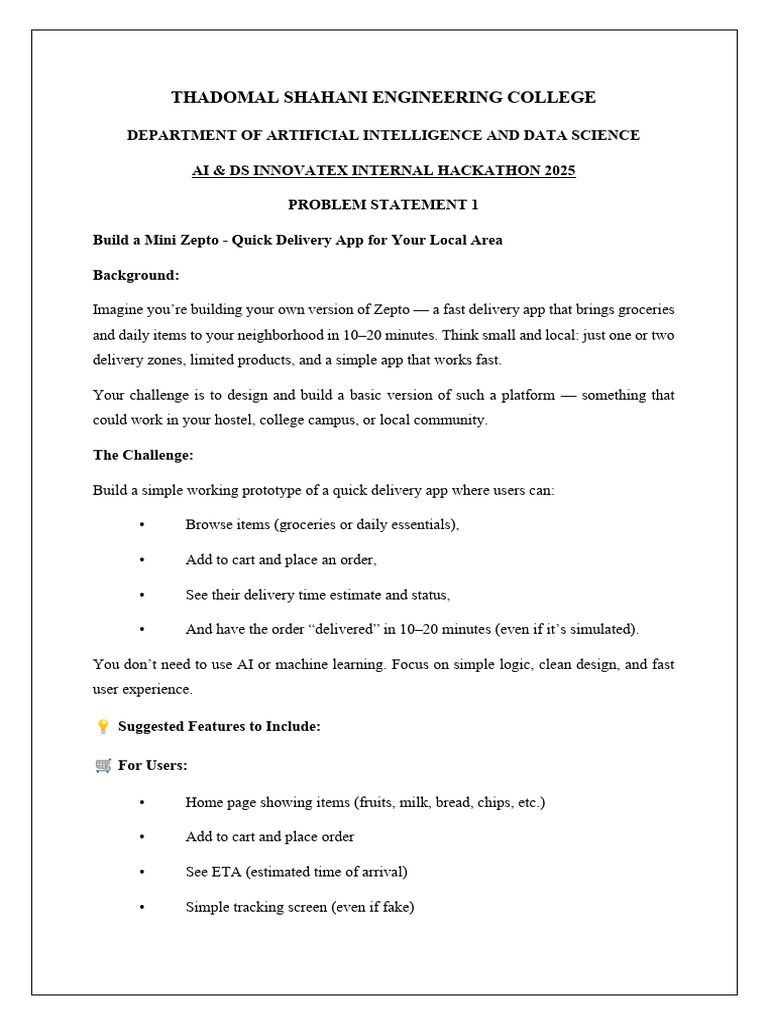 AI & DS Hackathon 2025 Problem Statements | PDF | Artificial ...