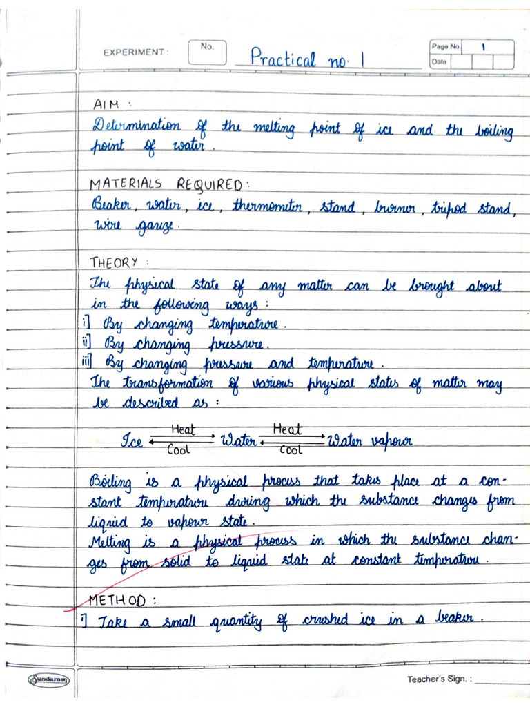 Chemistry Practical Nos1 Melting Point of Ice and Boiling Point of ...