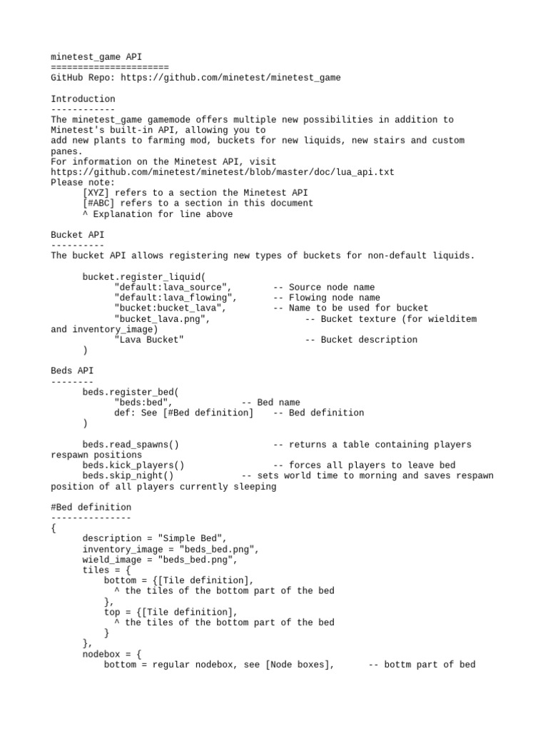 Minetest Game API Overview | PDF | Computing