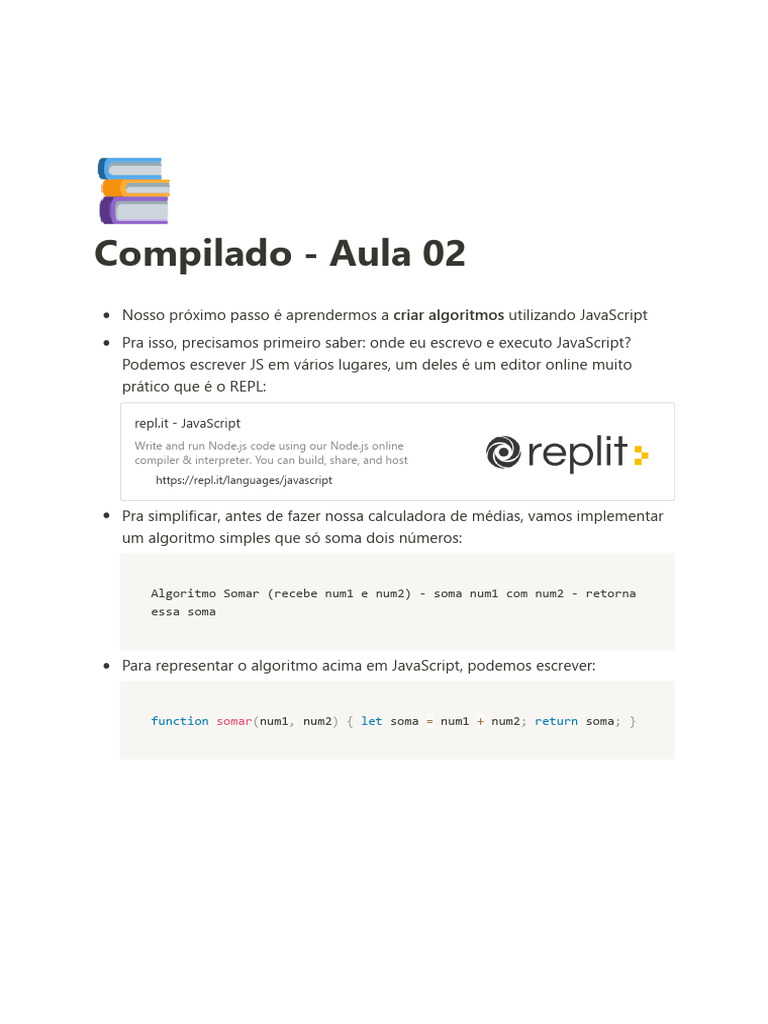 Criando Algoritmos Simples em JavaScript | PDF