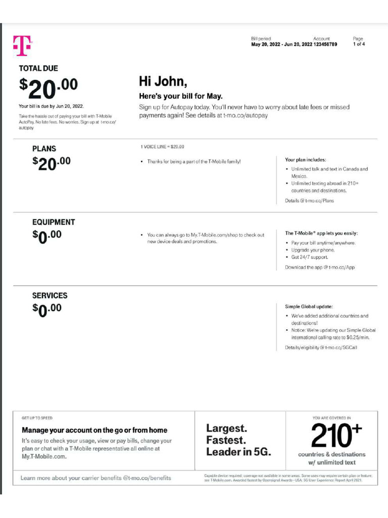Tmobile Bill Preview | PDF