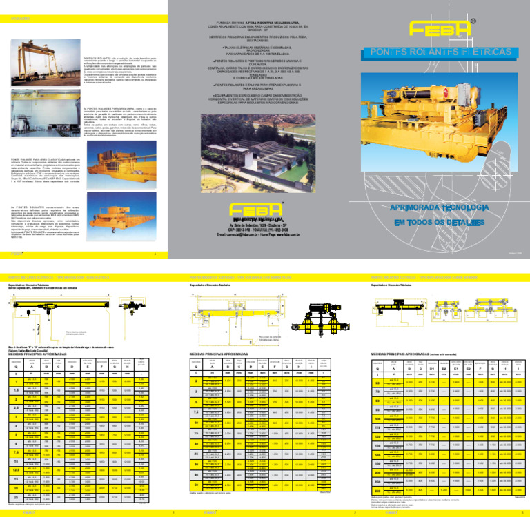 Catálogo de Pontes Rolantes FEBA | PDF | Engenharia Mecânica